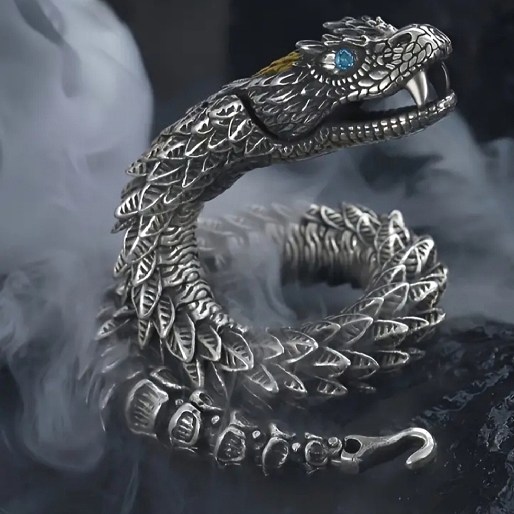 New! MEN'S Articulated Rattlesnake Snake Bracelet. 8.5"